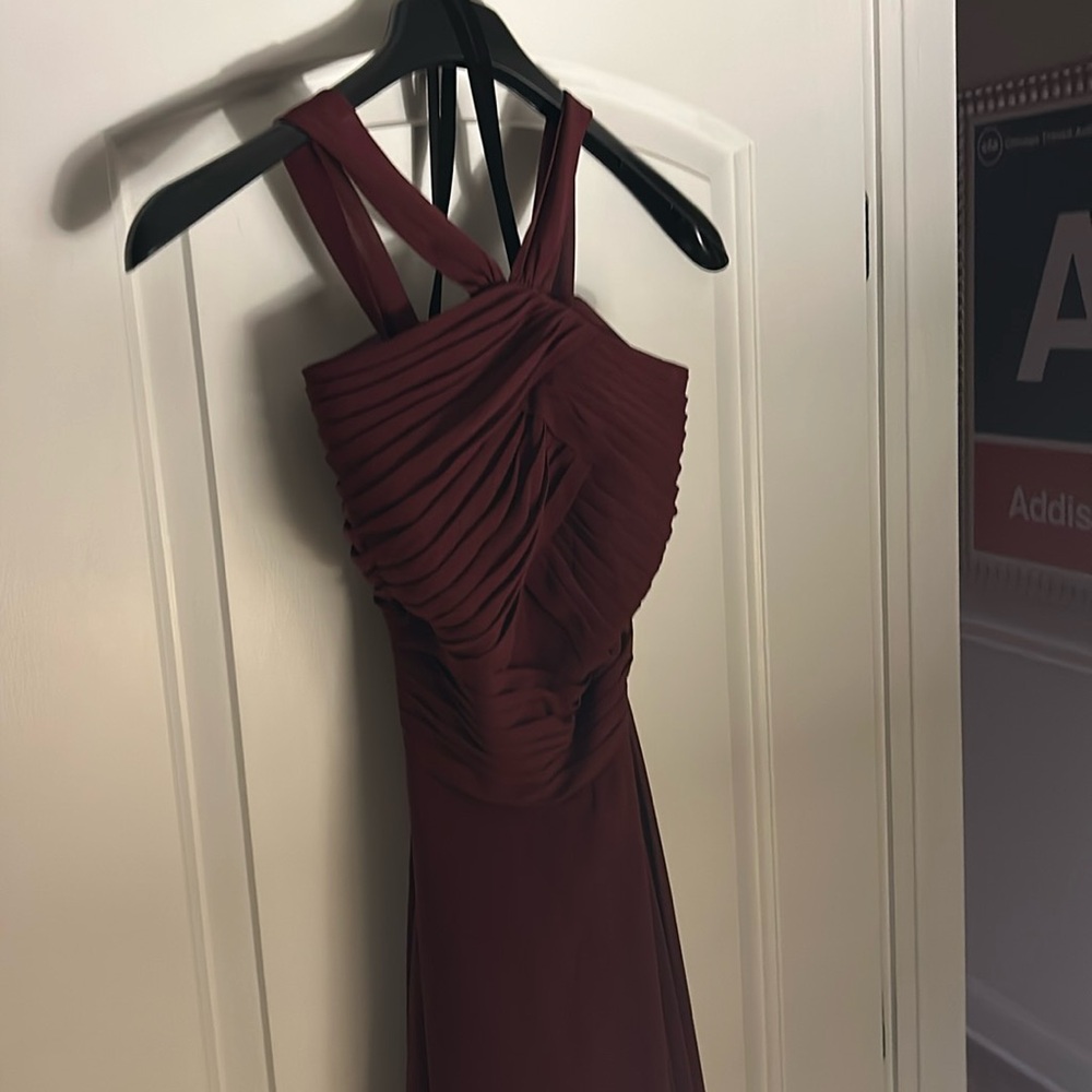 Bridesmaid Halter Dress Wine Color